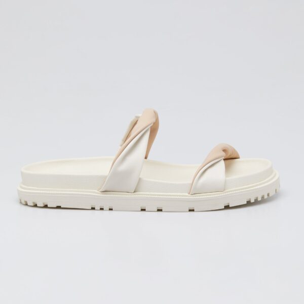 Sandália Papete com Tiras Retorcidas - Off-white