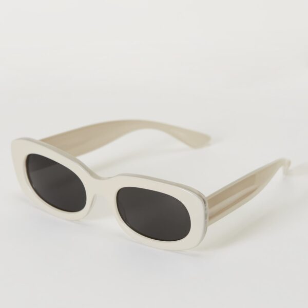Óculos de Sol Retangular Retrô Acetato Reciclado - Off-white