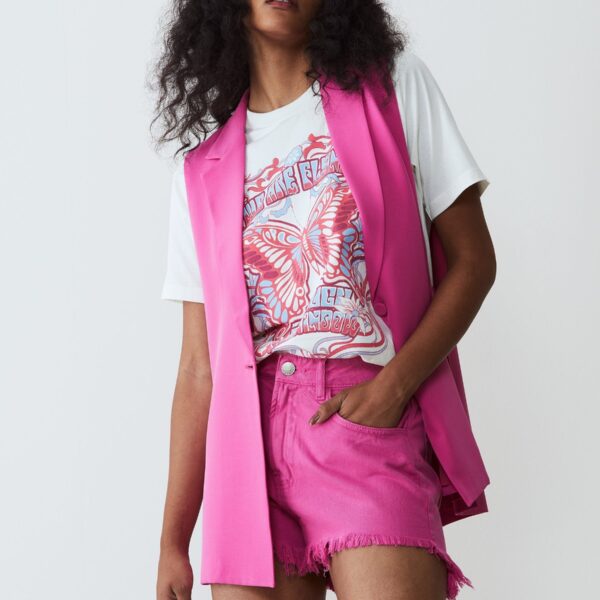 Shorts Barra Desfiada de Sarja - Pink