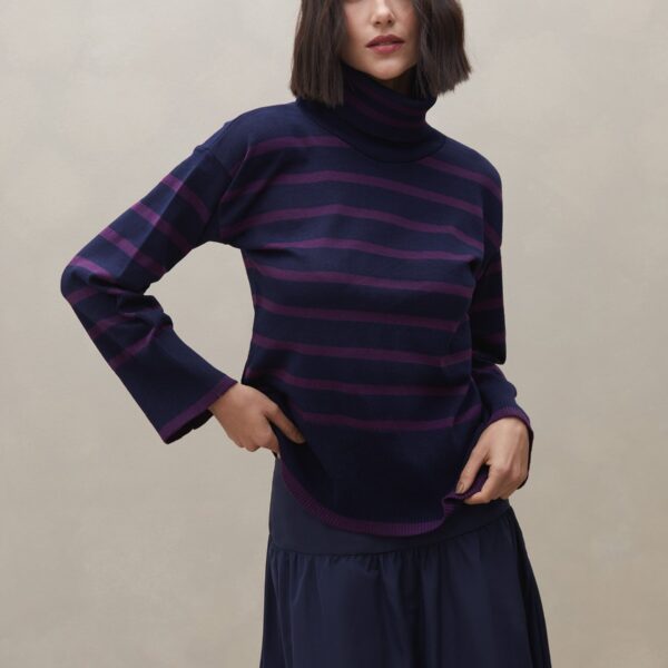 Suéter Manga Longa de Tricot - Azul Marinho