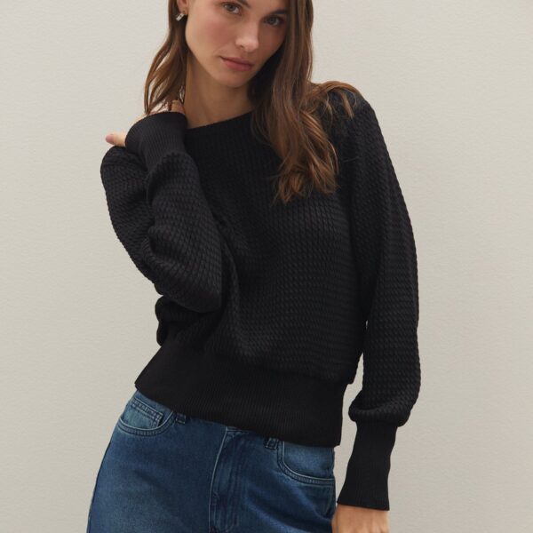 Suéter Regular de Tricot - Preto