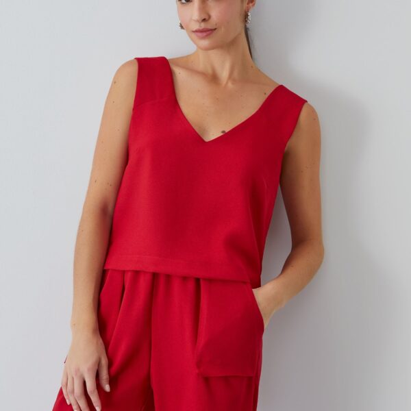 Regata Alfaitaria Barra com Desnível - Vermelho