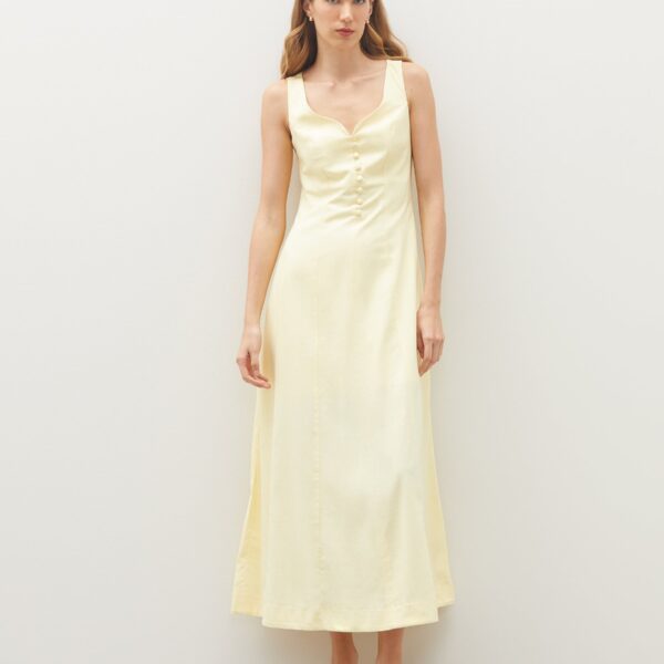 Vestido Midi Regata Estruturado - Amarelo Claro