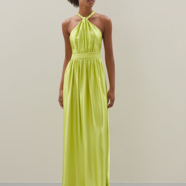 Vestido Longo Decote Halter com Alça Trançada  - Lima