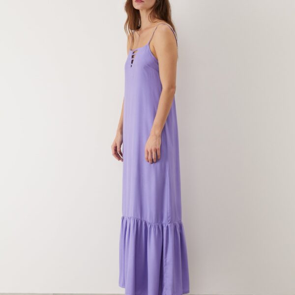 Vestido Longo Regata com Detalhe no Decote - Lilás