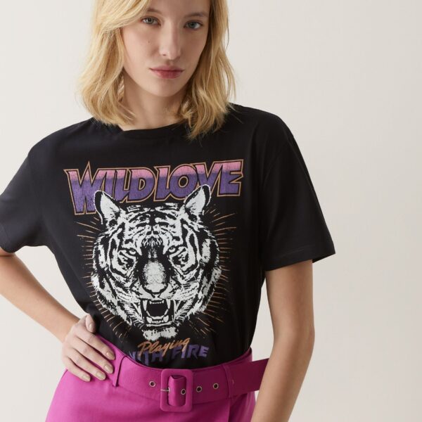 T-shirt Wildlove Tiger - Preto