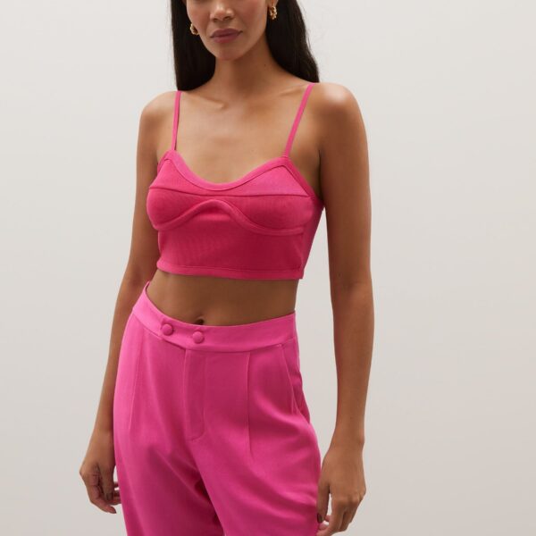 Top Cropped de Tricot - Rosa Escuro