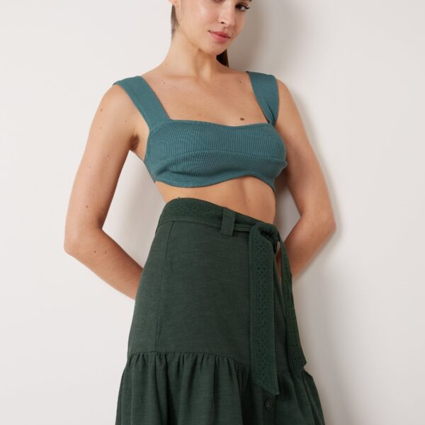 Top Curto de Tricot Alças Largas - Verde Escuro