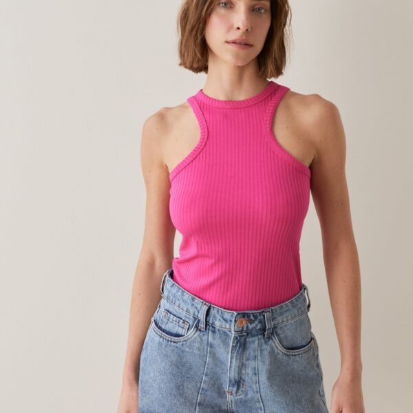 Regata de Malha e Halter Neck Nadador - Rosa Escuro