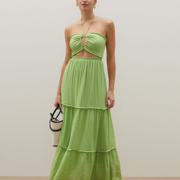 Vestido Longo Flow Amarração Costas - Verde
