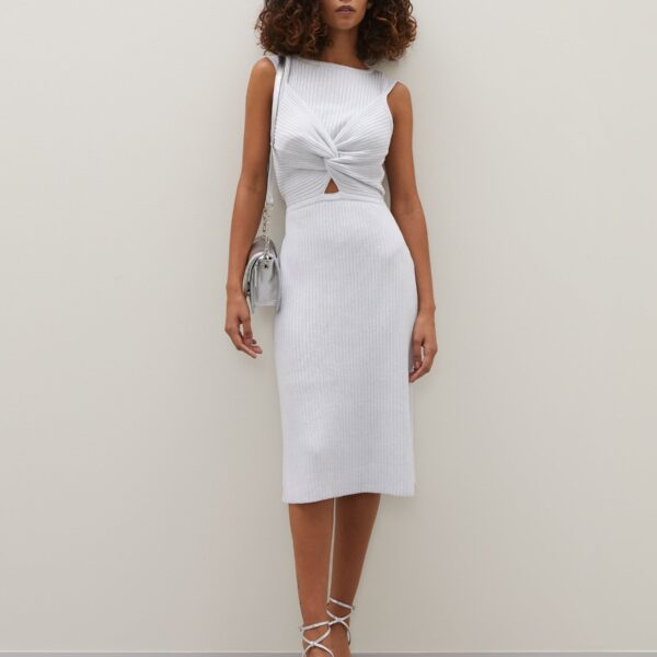 Vestido  Midi de Tricot com Lurex - Branco