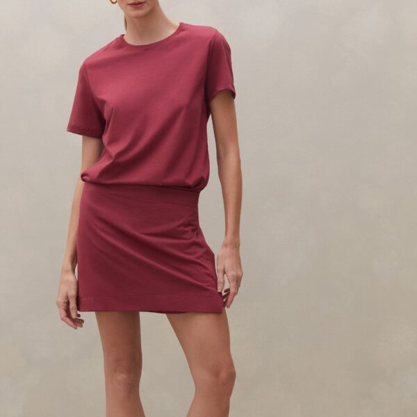 Vestido com Saia Transpassada de Malha - Vinho