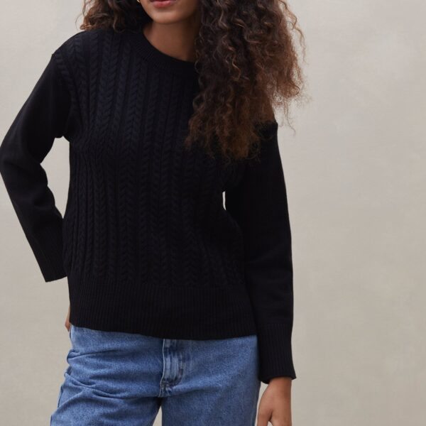Suéter de Tricot Trançado - Preto