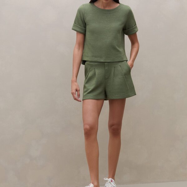 Shorts de Moletom Cintura Alta - Verde Militar